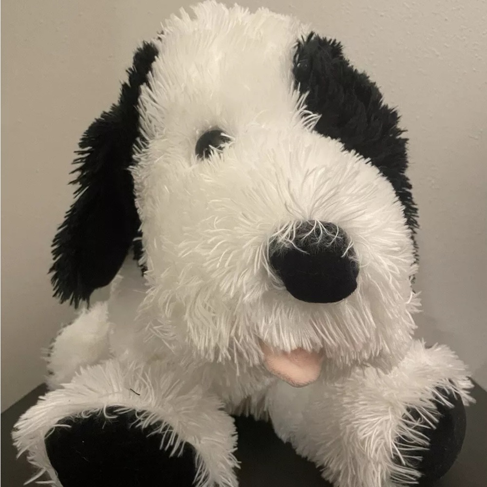 FINE TOY Co. 24” Plush Black & White Sheep Dog Puppy Rare Fluffy Lovey Large